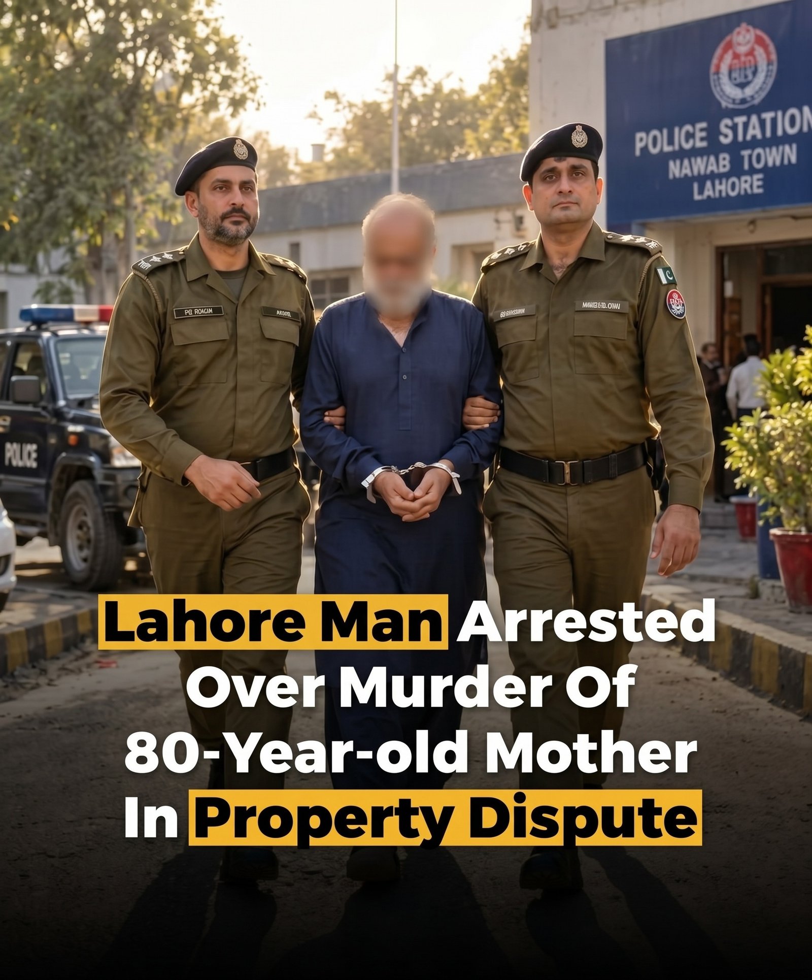 Son Arrested for Allegedly Killing 80-Year-Old Mother in Lahore