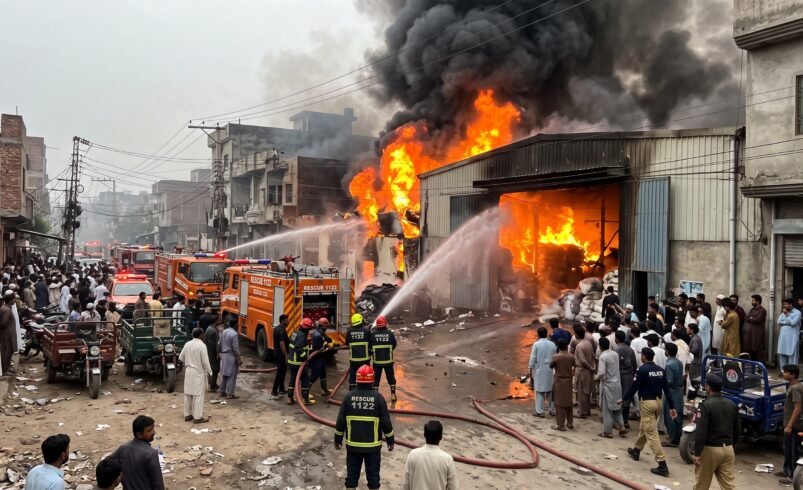 Fire at plastic granules factory in Daroghewala Lahore