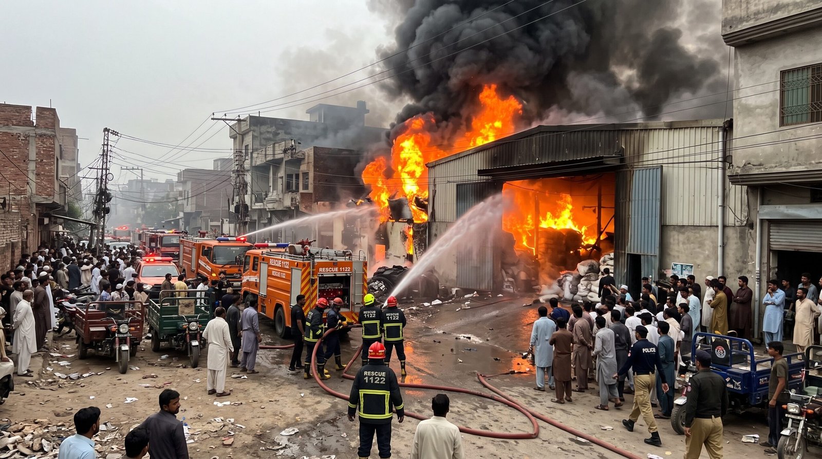 Fire Erupts at Plastic Granules Factory in  Lahore’s Daroghewala