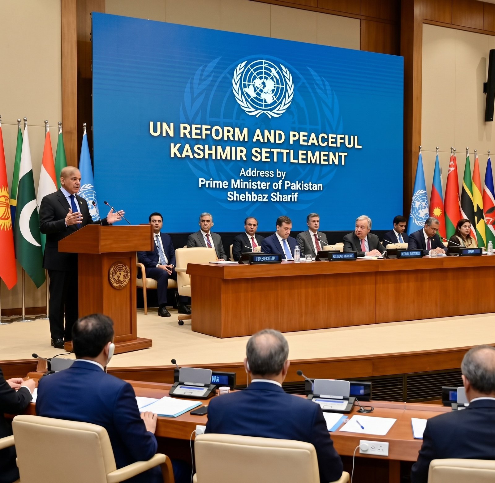 PM Shehbaz Calls for UN Reform and Peaceful Kashmir Settlement