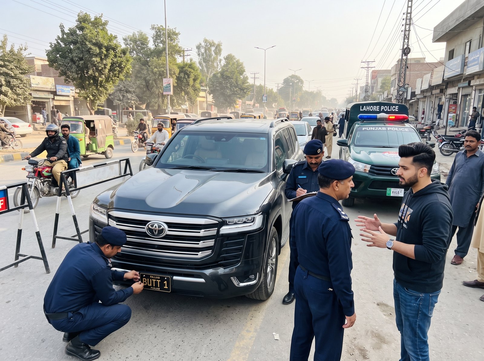 Lahore Police Take Rajab Butt’s Land Cruiser  Over Fake Number Plate