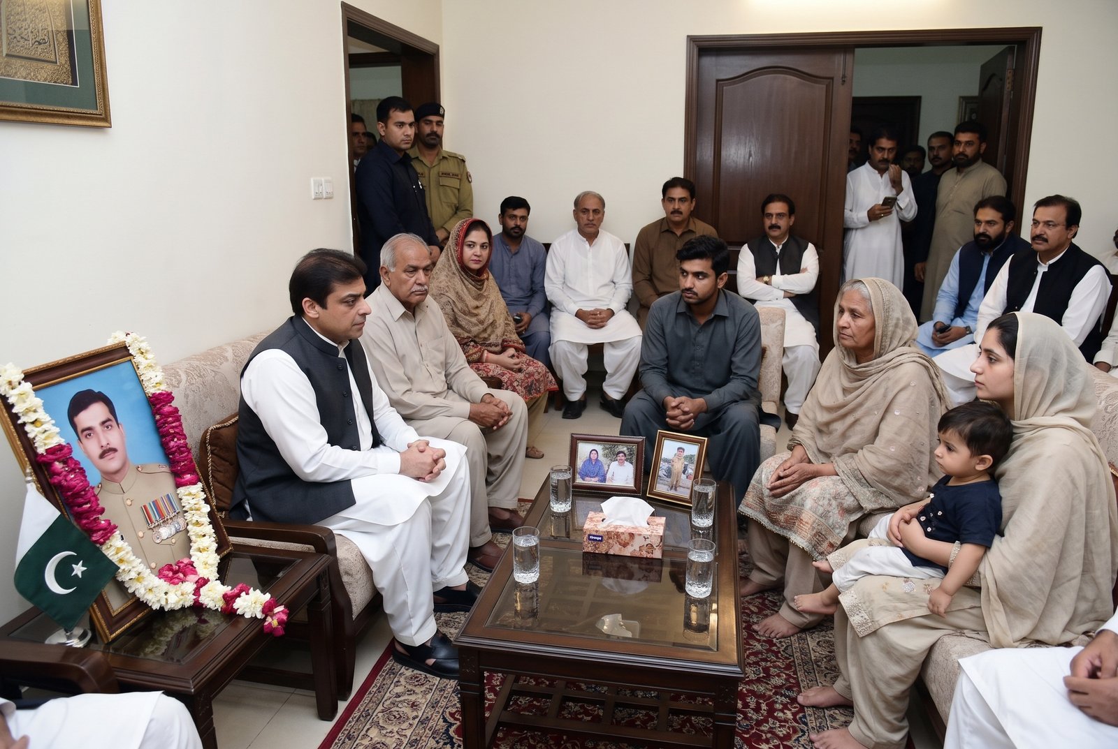 Hamza Shehbaz visits Major Wajahat Waheed's family