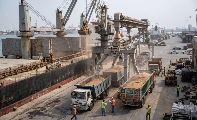 Karachi Port imported wheat shipment